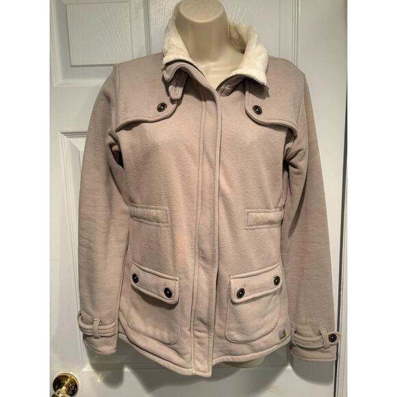 Carhartt For Women Jacket XS Beige Sherpa Collar Y2K Vintage Workwear - Picture 2 of 14
